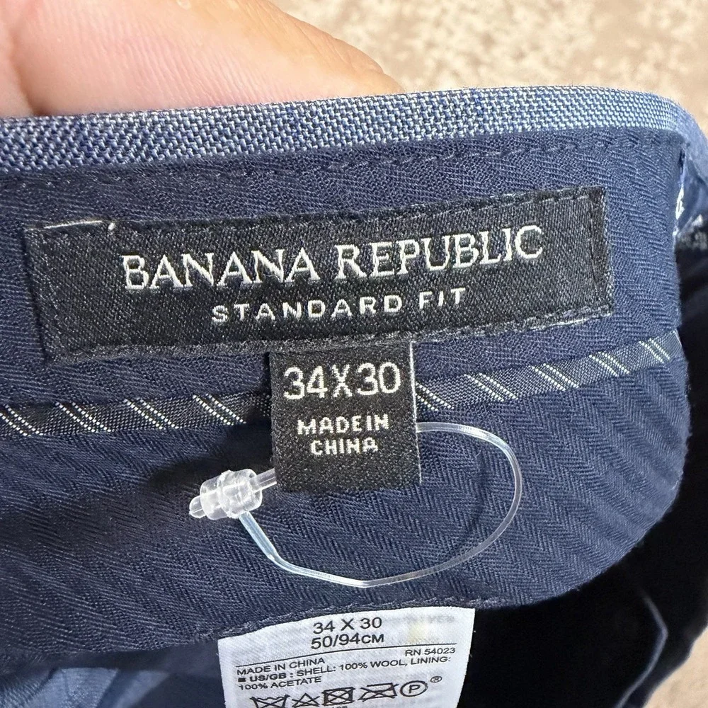 Banana Republic Pants Mens 34x30 Blue Guabello Plaid Standard Fit Wool Luxury